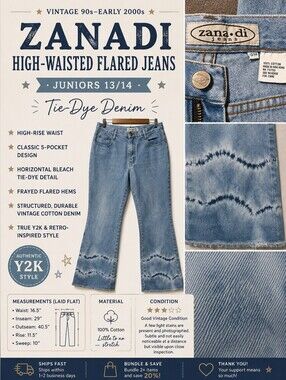 Zanadi | Flared Bleached Tie-Dye Denim Jeans | Juniors 13/14 | Good Condition